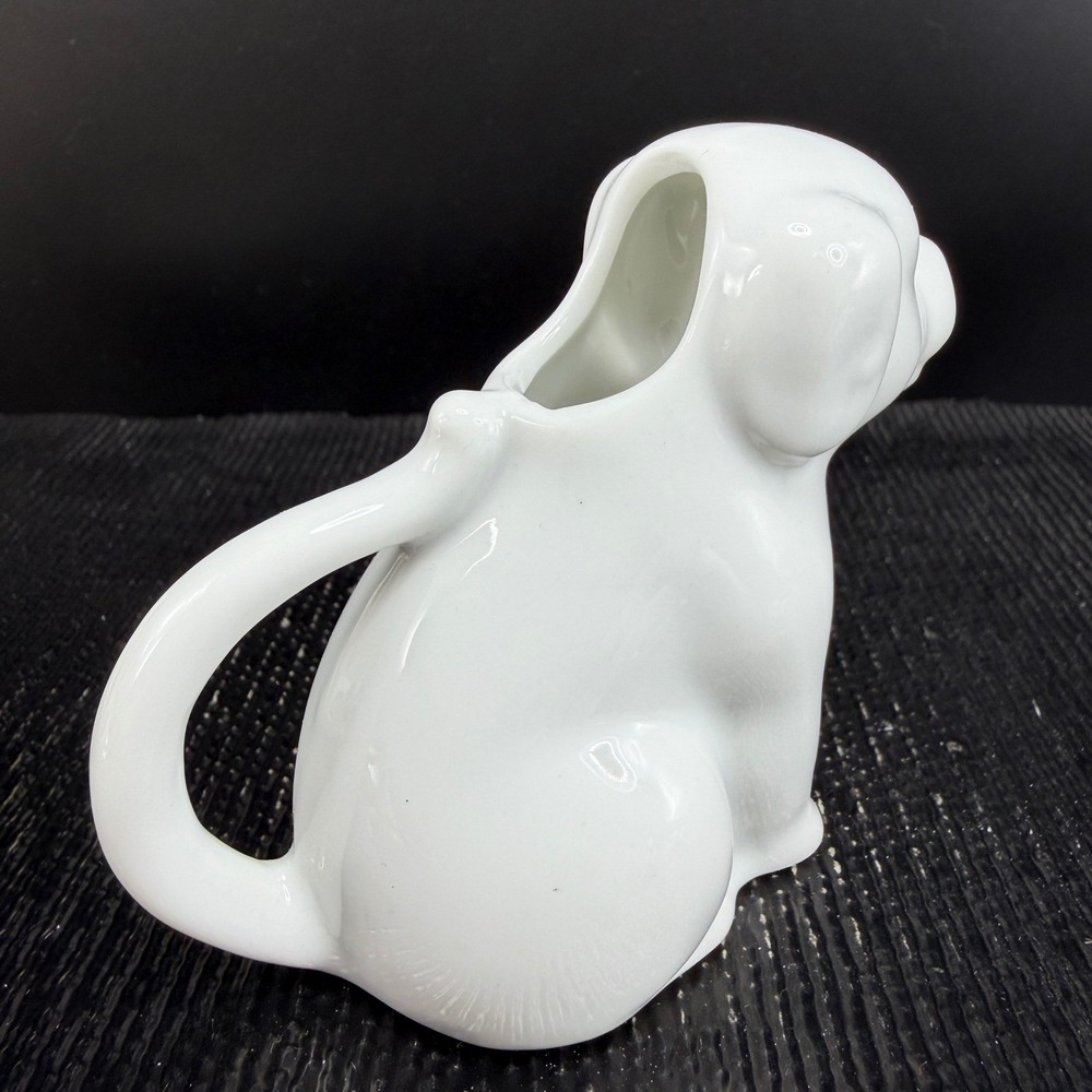 White Ceramic Dog Creamer Pitcher Vintage Puppy Figurine‎ Mini Milk Jug 3inch - Picture 6 of 9
